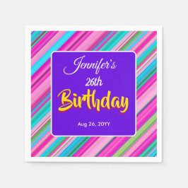 Servilleta De Papel Plantilla personalizada de cumpleaños con rayas de