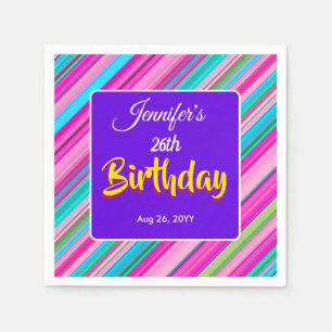 Servilleta De Papel Plantilla personalizada de cumpleaños con rayas de
