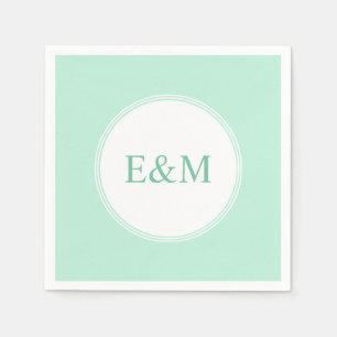 Servilleta De Papel Plantilla Verde Menta Moderna Elegante Monograma