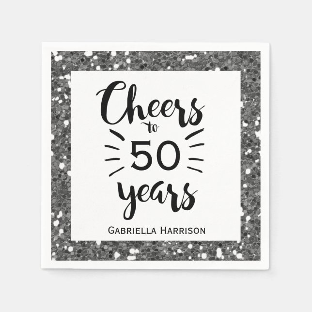 Servilleta De Papel Plata 50.º cumpleaños (Anverso)