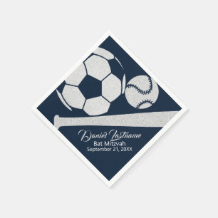 Servilleta De Papel Plata combinada de Mitzvah del fútbol del béisbo