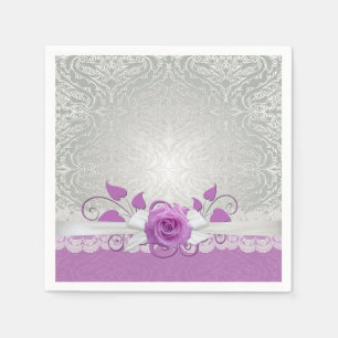 Servilleta De Papel Plata de encaje Rosa/servilletas de damasco morado