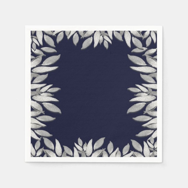 Servilleta De Papel Plata deja Boda rosa azul glam botánico (Anverso)