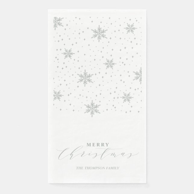 Servilleta De Papel Plata Moderna Feliz Navidad Fiestas Napkins (Anverso)