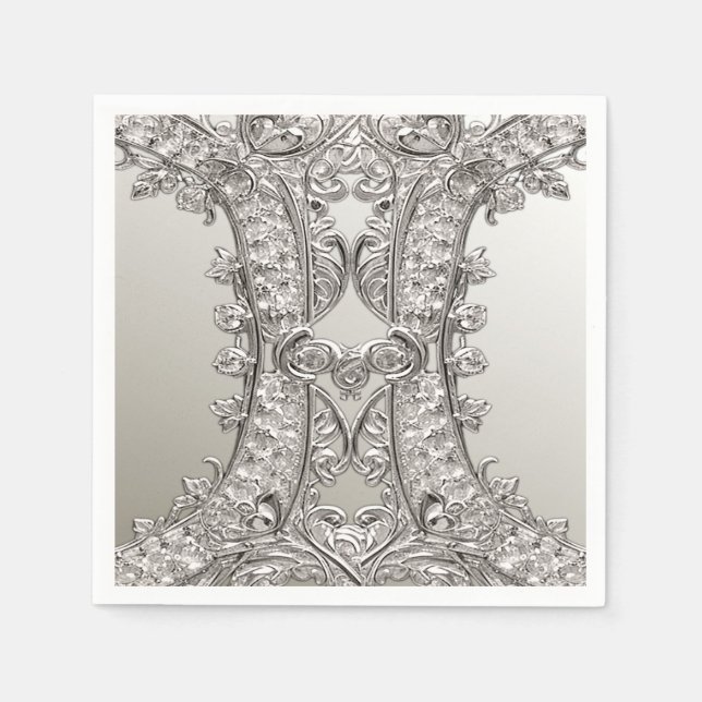 Servilleta De Papel Plata Ornate Napkins Modern (Anverso)