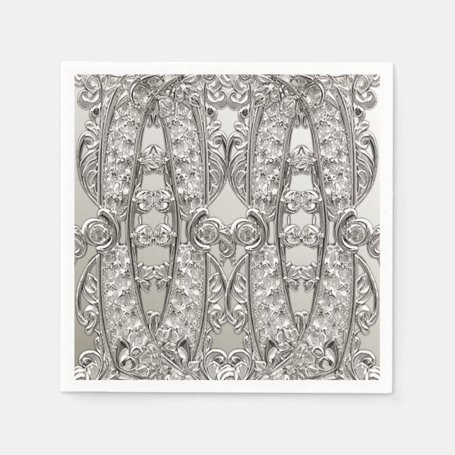 Servilleta De Papel Plata Ornate Napkins Modern (Anverso)