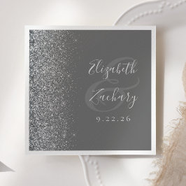 Servilleta De Papel Plata Purpurina Boda Gris