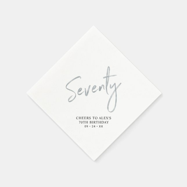 Servilleta De Papel Plata Setenta Adultos Modernos Fiesta de Cumpleaño (Borde)