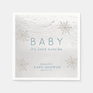 Servilleta De Papel Plata Snowflakes Blue Baby Shower Napkins