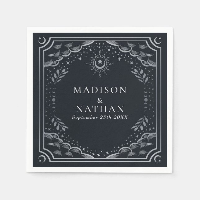 Servilleta De Papel Plata Tarjeta Tarot Boda gótico (Anverso)