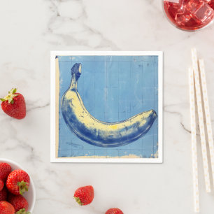 Servilleta De Papel Plátano Retro Azul