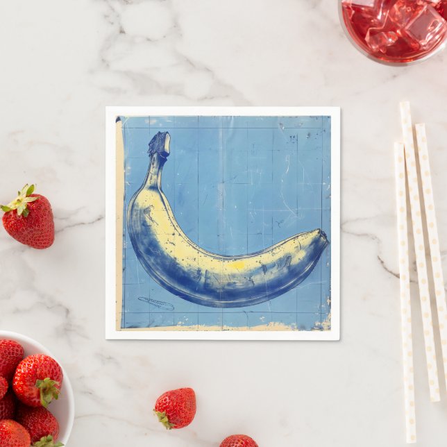 Servilleta De Papel Plátano Retro Azul (In situ)