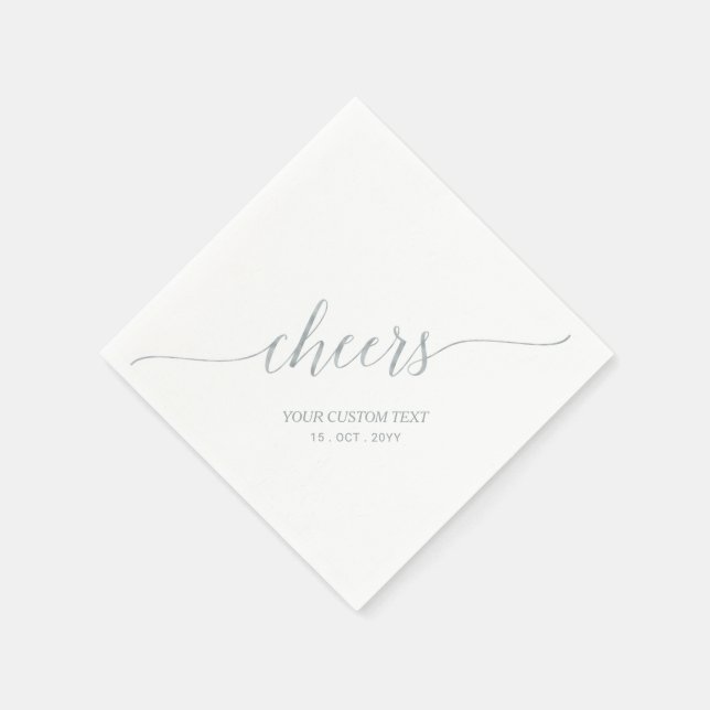 Servilleta De Papel Plateado | Elegante evento de Chetering Lettering (Borde)