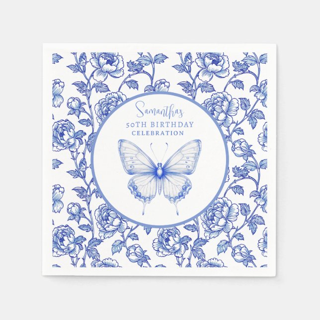 Servilleta De Papel Plato de cumpleaños Chinoiserie Butterfly (Anverso)