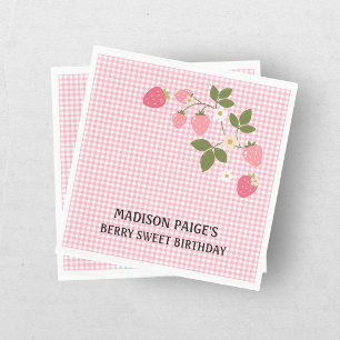 Servilleta De Papel Plato de Papel Cumpleaños Niñas Rosa Fresa Lindo