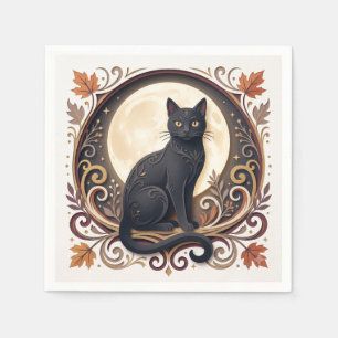 Servilleta De Papel Plato de papel de Halloween de gato negro vintage