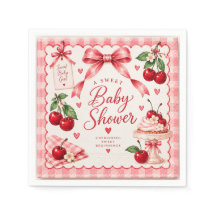 Plato de Papel para Baby Shower Cereza en la Parte