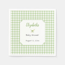 Plato para Baby Shower de Mariposa y Cuadros Verde