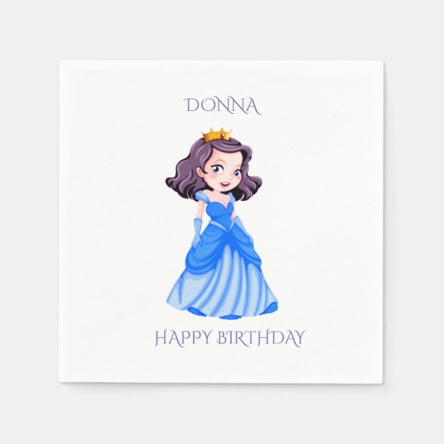 Servilleta De Papel Platos de cumpleaños Princesa con nombre personali (Anverso)