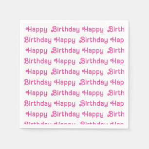 Servilleta De Papel Platos de fiesta de cumpleaños felíz rosados