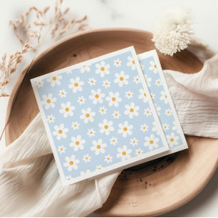 Servilleta De Papel Platos de papel azules Retro Daisy