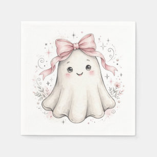 Servilleta De Papel Platos de papel de cumpleaños con fantasmas rosado