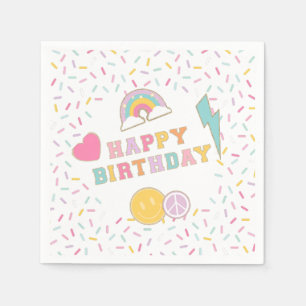 Servilleta De Papel Platos de papel de cumpleaños con letra Preppy Pat