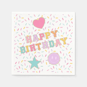 Servilleta De Papel Platos de papel de cumpleaños con letra Preppy Pat