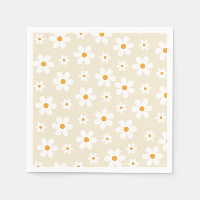 Servilleta De Papel Platos de papel de cumpleaños Retro Groovy Daisy T (Anverso)