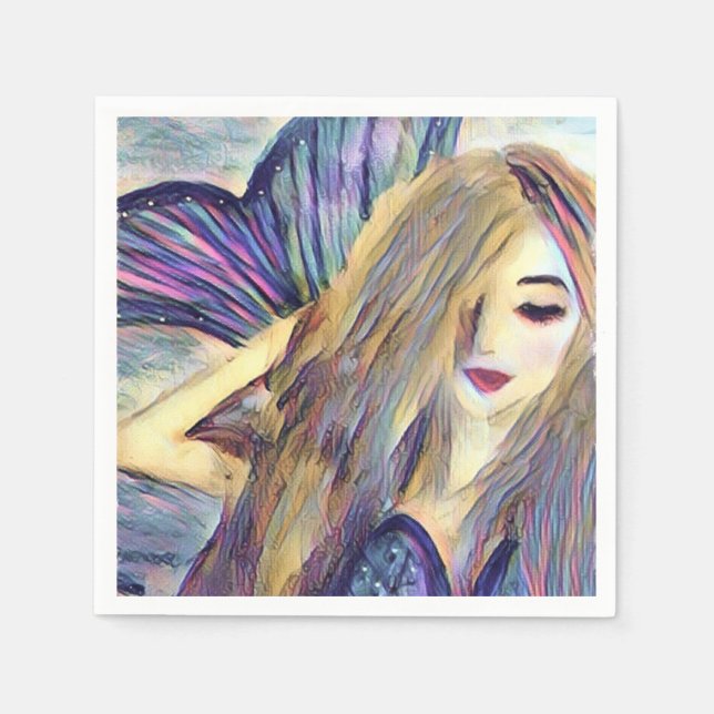 Servilleta De Papel platos de papel personalizados tema sirena (Anverso)