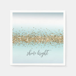 Servilleta De Papel Playa Aqua Blue Ombre Ombre Oro Glitzy Sparkle