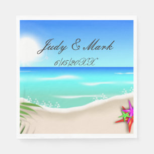 Servilleta De Papel Playa Con Cuadros De Papel De Starfish Coloridos