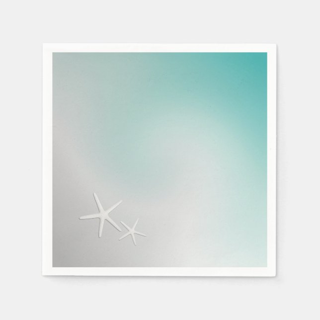 Servilleta De Papel Playa de arena blanca y peces estrella (Anverso)