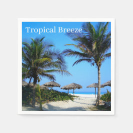 Servilleta De Papel Playa de arena con palmeras y una púa con vistas a