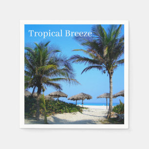 Servilleta De Papel Playa de arena con palmeras y vista al océano Pape