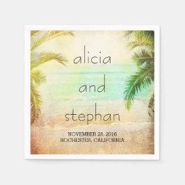 Servilleta De Papel playa de atardecer romántico palmeras boda