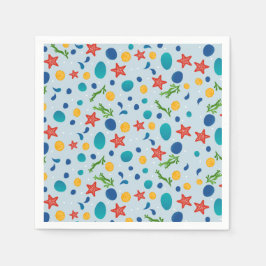 Servilleta De Papel Playa de verano con peces estrella, conchas y pied