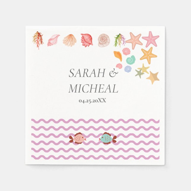 Servilleta De Papel Playa de verano de acuarela moderna (Anverso)