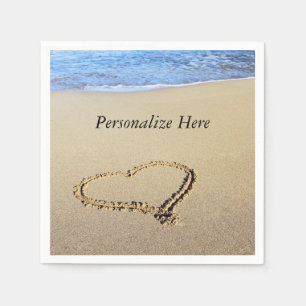 Servilleta De Papel Playa del corazón del amor