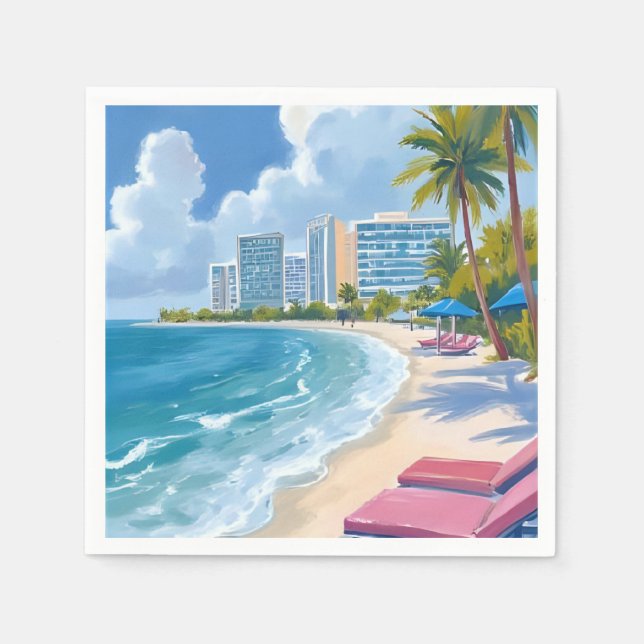 Servilleta De Papel Playa del Sur Miami Florida (Anverso)