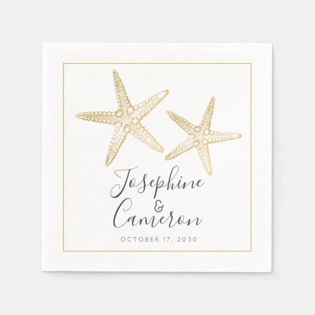 Servilleta De Papel Playa Gold Starfish (Anverso)