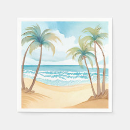 Servilleta De Papel Playa Hawaiana | Acuarela Tropical de Palma
