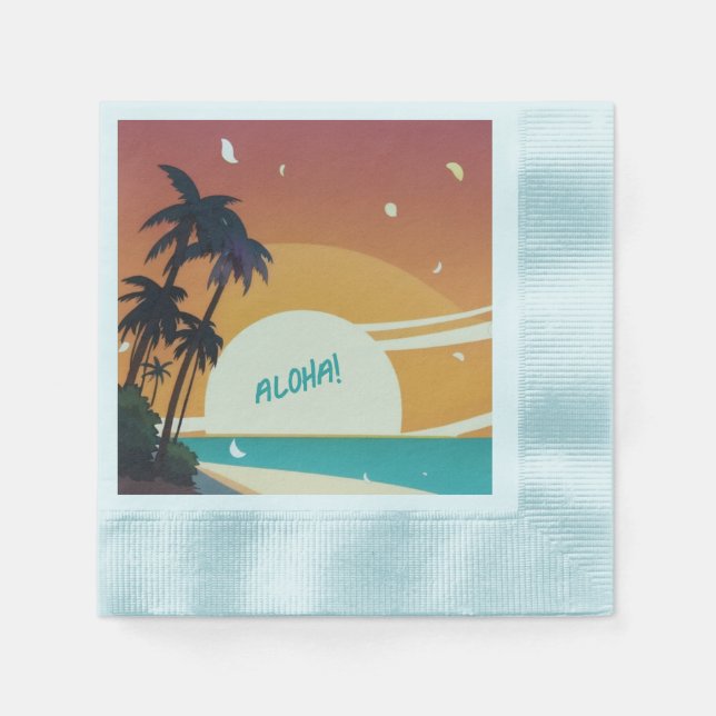 Servilleta De Papel playa hawaiana/alohá/tropical (Anverso)