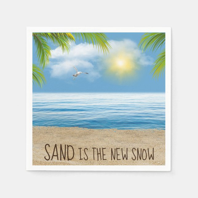 Servilleta De Papel Playa Oceánica Con Palm Fronds (Anverso)