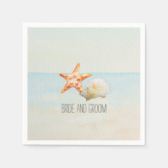 Servilleta De Papel Playa tropical con Starfish y Conch (Anverso)