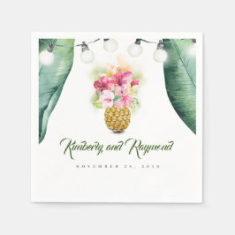 Servilleta De Papel Playa Tropical de hojas de palma y de parrilla de