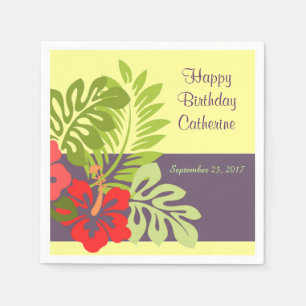 Servilleta De Papel Playa Tropical de Verano Hibiscus Flower Cumpleaño
