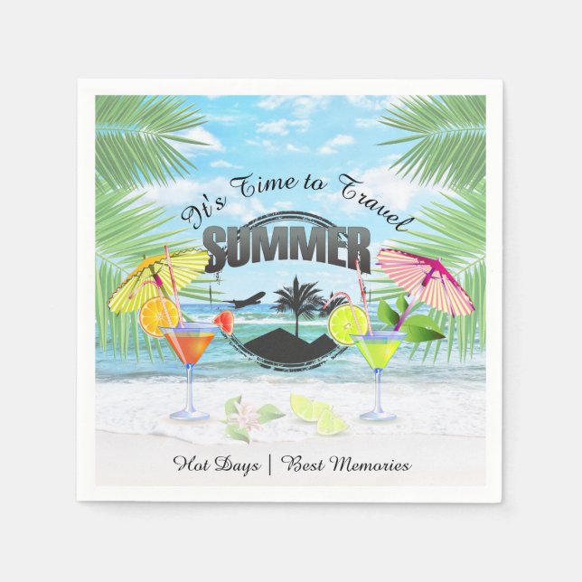 Servilleta De Papel Playa tropical, vacaciones de verano | Personaliza (Anverso)
