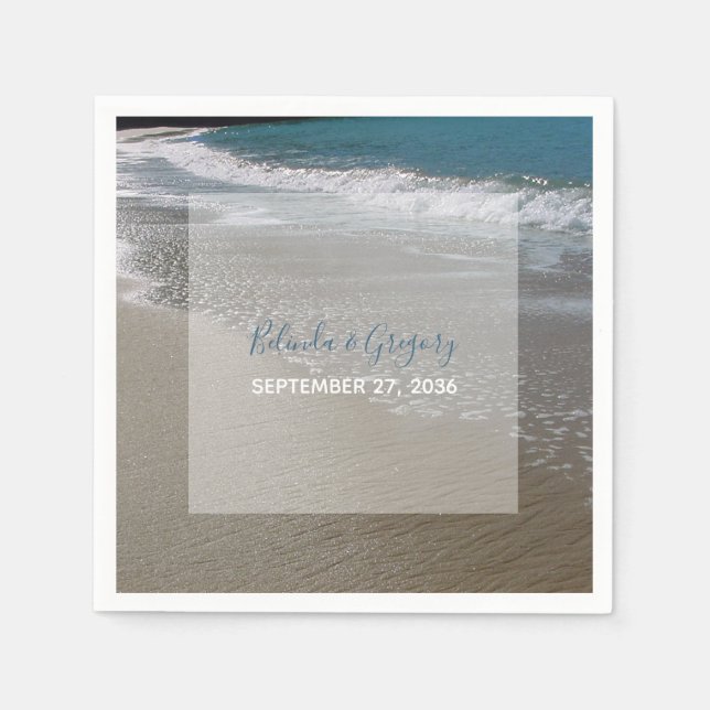 Servilleta De Papel Playa y Boda de arena costera (Anverso)