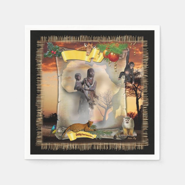 Servilleta De Papel Plaza de diseño africano personalizado (Anverso)